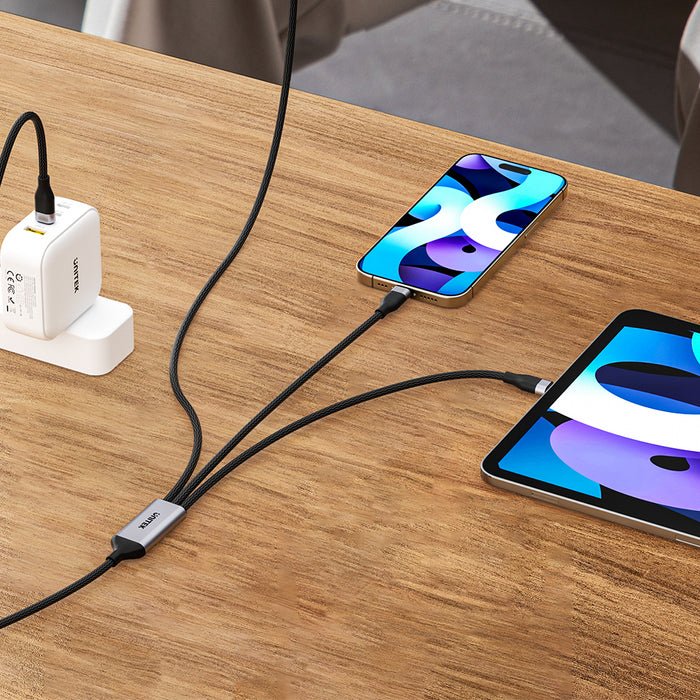 EAN 4894160057303 - UNITEK 3-in-1 USB-C to cable USB USB 2.0 1,5 m USB C USB C/Micro-USB B/Lightning 0,48 Gbit/s 20 W Negro imagen 7