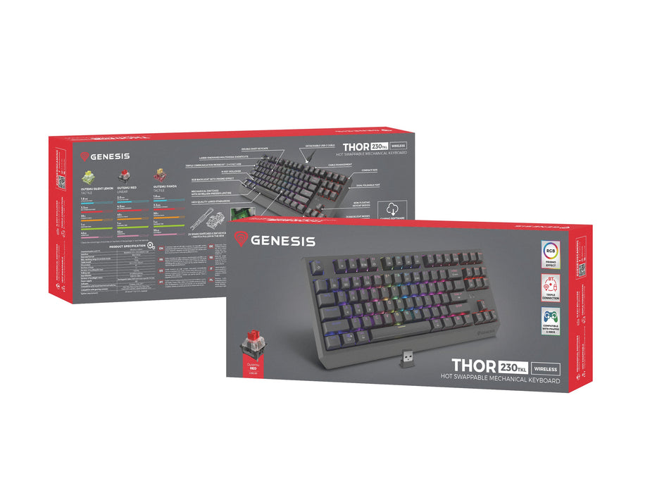 EAN 5901969443790 - GENESIS Thor 230 TKL teclado Juego USB + RF Wireless + Bluetooth QWERTY Gris imagen 18