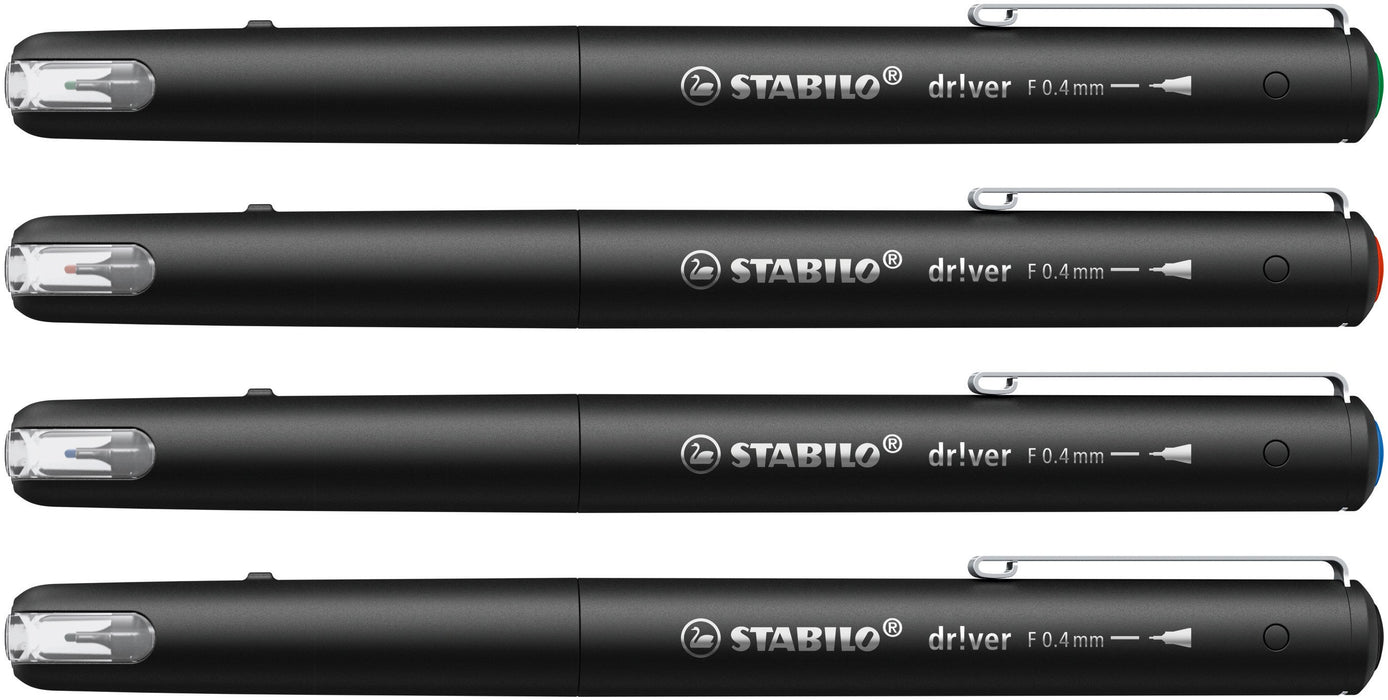EAN 4006381614986 - STABILO dr!ver rotulador de punta fina Fino Negro, Azul, Verde, Rojo 4 pieza(s) imagen 3