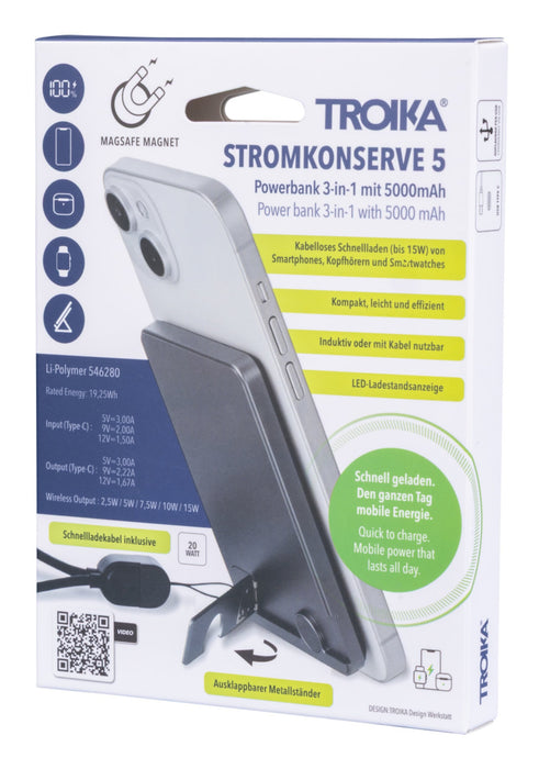 EAN 4024023167416 - TROIKA POP50 5000 mAh Cargador inalámbrico Gris, Negro imagen 6