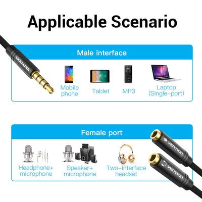 EAN 6922794734500 - Vention BBMBY cable de audio 0,3 m 2 x 3.5mm 3,5mm Negro imagen 3