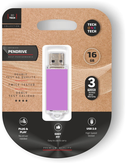 EAN 8436546593874 - TECH ONE TECH TEC3009-16 unidad flash USB 16 GB USB tipo A 2.0 Púrpura imagen 1