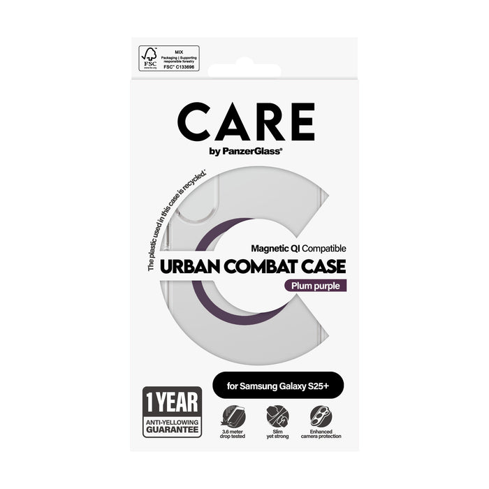 EAN 5715685016974 - PanzerGlass CARE™ by ® Urban Combat Case Transparent w. Plum Purple Qi Compatible Samsung Galaxy S25+ fun imagen 3