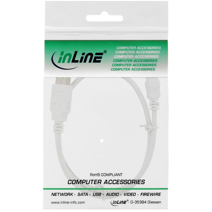 EAN 4043718210251 - InLine 31805W cable USB USB 2.0 0,5 m USB A Mini-USB B Blanco imagen 2