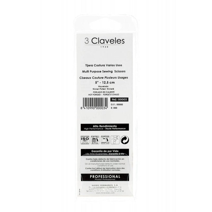 EAN 8410990000034 - 3 Claveles Multi Purpose tijera de costura 125 mm Acero inoxidable imagen 3