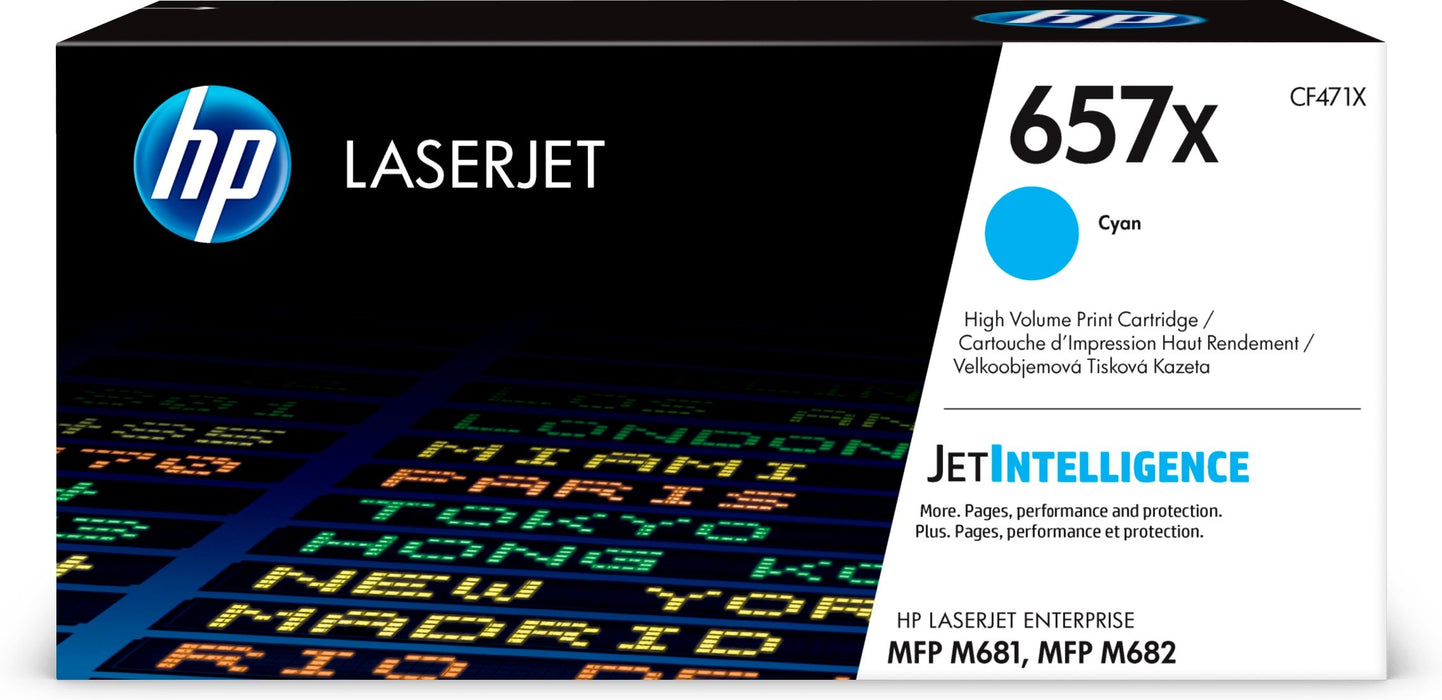 EAN 0889894325501 - HP 657X High Yield Cyan Original LaserJet Toner Cartridge cartucho de tóner 1 pieza(s) imagen 1