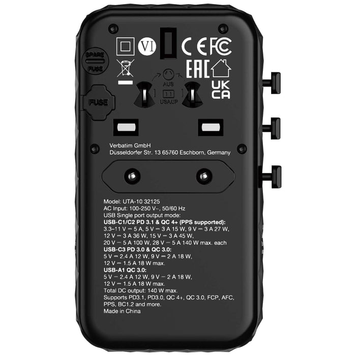 EAN 0023942321255 - Verbatim 32125 cargador de dispositivo móvil Universal Negro Corriente alterna Carga rápida Interior imagen 6