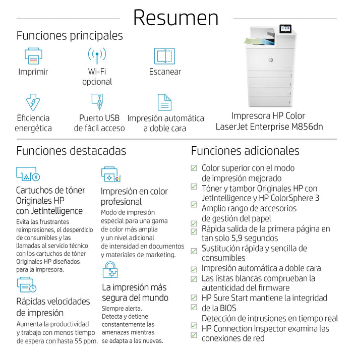 EAN 193015438279 - HP Color LaserJet Enterprise M856dn 1200 x 1200 DPI A3 Wifi imagen 14
