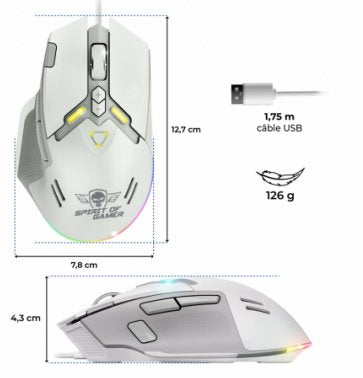 EAN 3700104465022 - Spirit of Gamer ELITE M60 ARTIC ratón Juego mano derecha USB Tipo C Óptico 20000 DPI imagen 3
