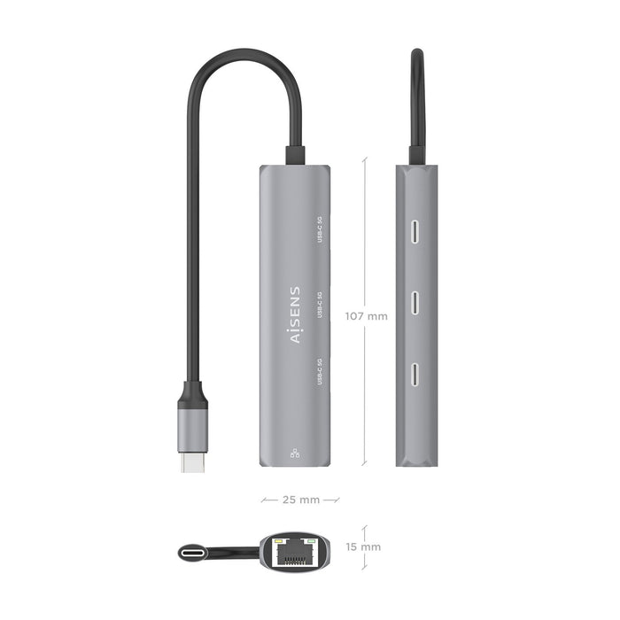 EAN 8435739904039 - AISENS ASUC-4P041-GR base para portátil y replicador de puertos Alámbrico USB 3.2 Gen 1 (3.1 Gen 1) Type- imagen 4