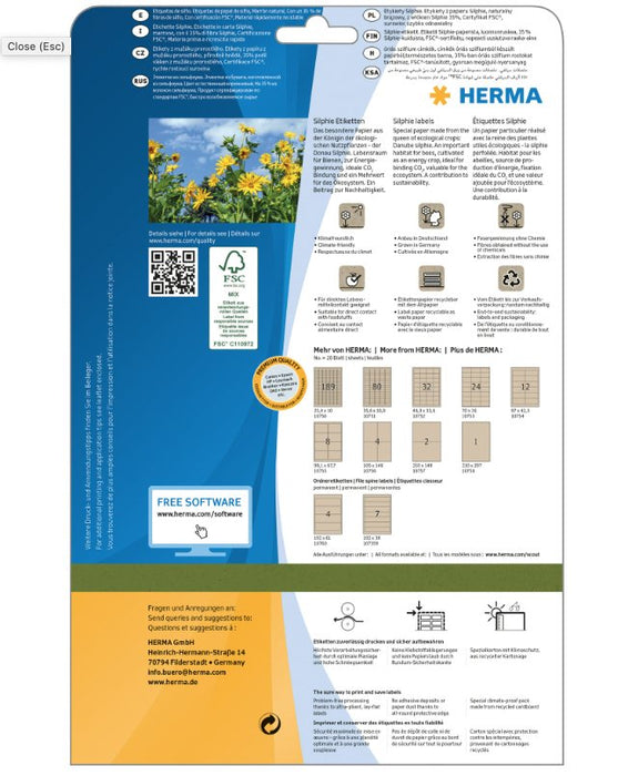 EAN 4008705107594 - HERMA 10759 etiqueta autoadhesiva Rectángulo Permanente Marrón 140 pieza(s) imagen 2