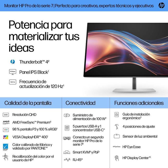 EAN 5715063476451 - HP شاشة Series 7 Pro QHD Thunderbolt مقاس 27 بوصة - 727pu pantalla para PC 68,6 cm (27") 2560 x 1440 Pixe imagen 8