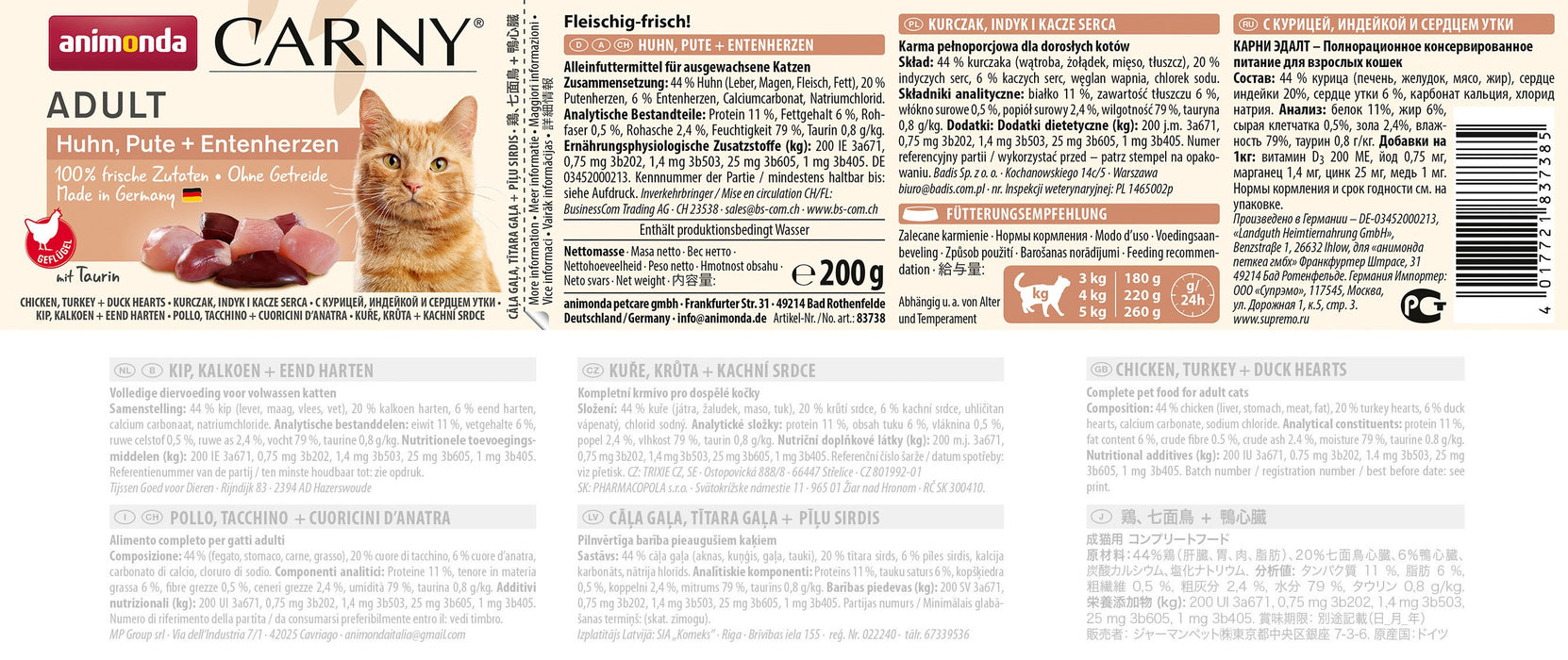 EAN 4017721837385 - animonda Carny chicken, turkey + duck hearts 200 g imagen 2