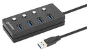 EAN 0766623180887 - Manhattan 180887 hub de interfaz USB 3.2 Gen 1 (3.1 Gen 1) Type-A 5000 Mbit/s Negro imagen 1