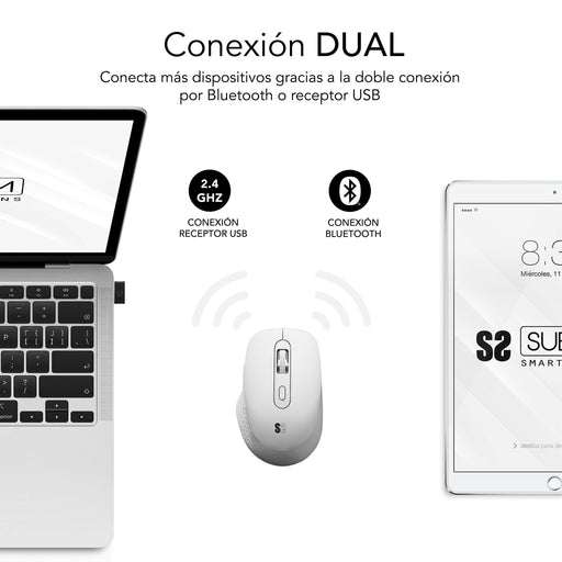 EAN 8436586743000 - SUBBLIM SUBMO-EDCUR02 ratón Universal mano derecha Bluetooth + USB Type-A Óptico 1600 DPI imagen 2