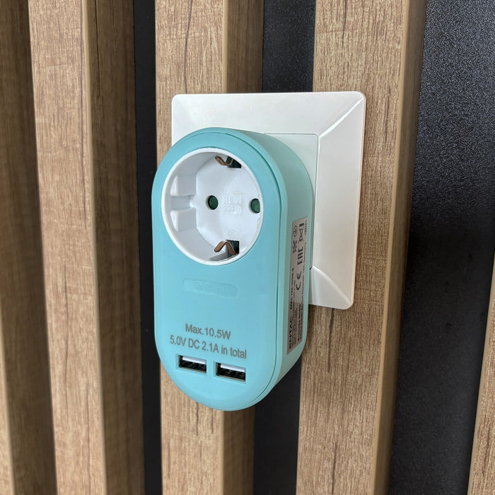 EAN 5999097985404 - Entac EPAG-1EE-2USB-B adaptador de enchufe eléctrico Tipo F Azul imagen 6