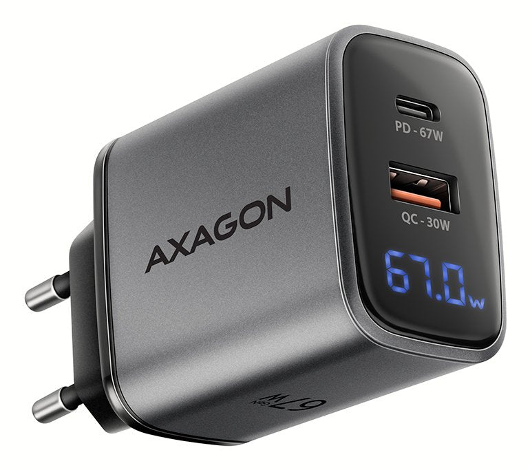 EAN 8595247909145 - Axagon ACU-PQ67D cargador de dispositivo móvil Universal Negro, Gris Corriente alterna Carga rápida Inter imagen 1