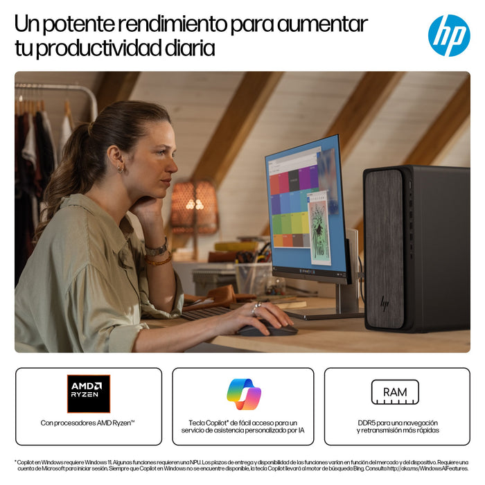 EAN 0199251181061 - HP OmniDesk Desktop M02-0014ns AMD Ryzen™ 5 8500G 16 GB DDR5-SDRAM 1 TB SSD FreeDOS Torre PC AI PC Negro, imagen 8