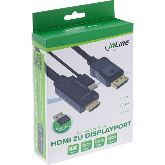 EAN 4043718336128 - InLine 17161I adaptador de cable de vídeo 1 m Negro imagen 2