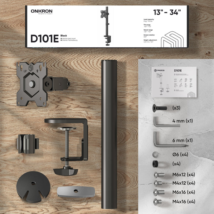 EAN 4603728440880 - ONKRON D101E-B soporte para monitor 86,4 cm (34") Escritorio Negro imagen 3