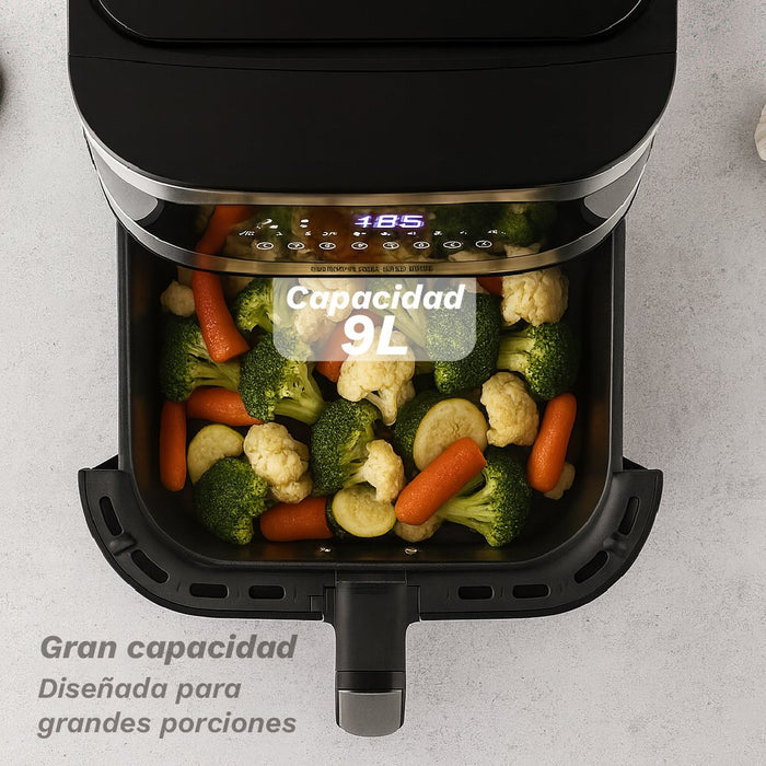 EAN 8426156019017 - Grunkel MAXYSTEELFRYER freidora Sencillo 9 L Independiente 2200 W Freidora de aire caliente Negro, Acero  imagen 4