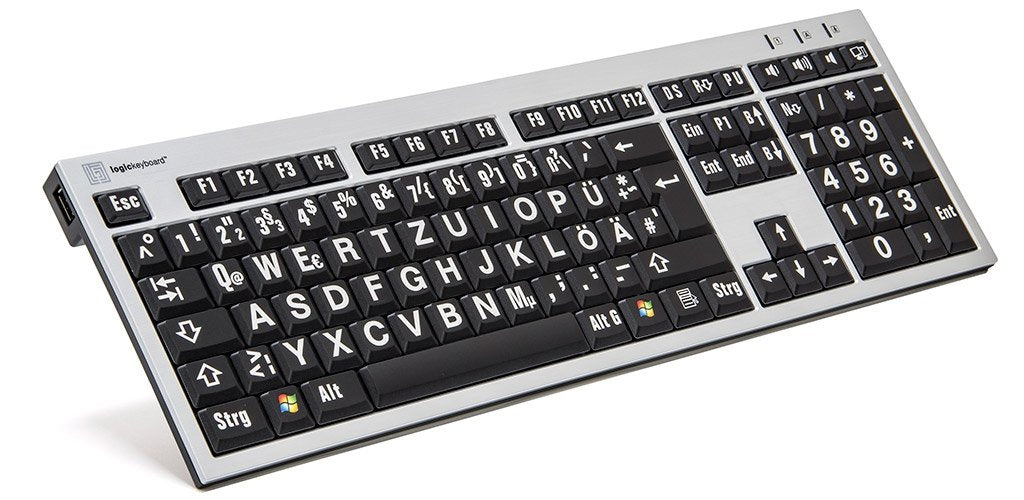EAN 5707795008147 - Logickeyboard XLPrint teclado Oficina USB QWERTZ Alemán Aluminio, Negro imagen 1