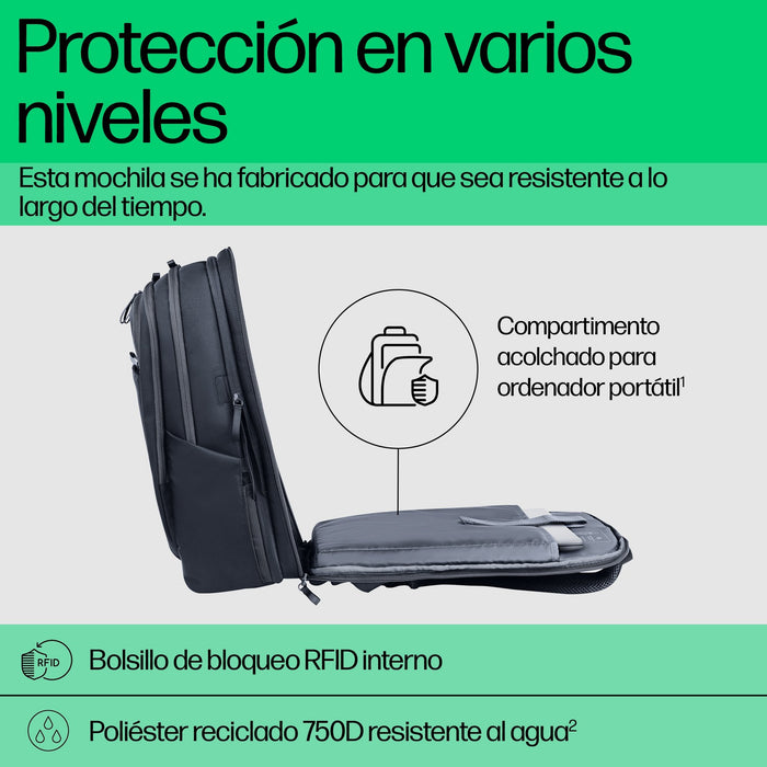 EAN 0198122969593 - HP Travel Plus 30 Liter 17 Laptop Backpack Azul imagen 8