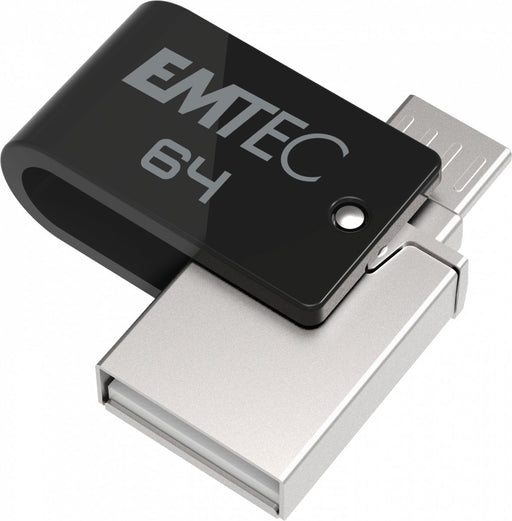 EAN 3126170173546 - Emtec T260B unidad flash USB 64 GB USB Type-A / Micro-USB 2.0 Negro, Acero inoxidable imagen 1