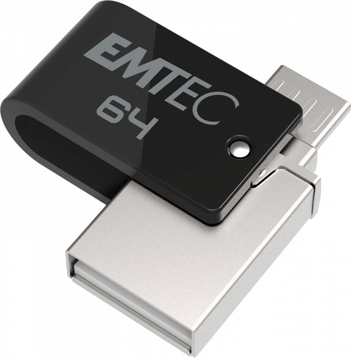 EAN 3126170173546 - Emtec T260B unidad flash USB 64 GB USB Type-A / Micro-USB 2.0 Negro, Acero inoxidable imagen 1
