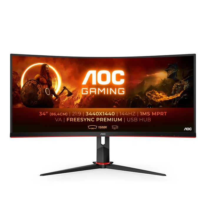 EAN 4038986117005 - AOC G2 CU34G2X/BK pantalla para PC 86,4 cm (34") 3440 x 1440 Pixeles Quad HD LED Negro, Rojo imagen 1