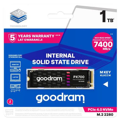 EAN 5908267965047 - Goodram PX700 SSD SSDPR-PX700-01T-80 unidad de estado sólido 1 TB M.2 PCI Express 4.0 NVMe 3D NAND imagen 2