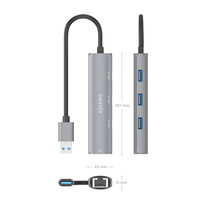 EAN 8435739903964 - AISENS ASUC-4P034-GR base para portátil y replicador de puertos Alámbrico USB 3.2 Gen 1 (3.1 Gen 1) Type- imagen 4