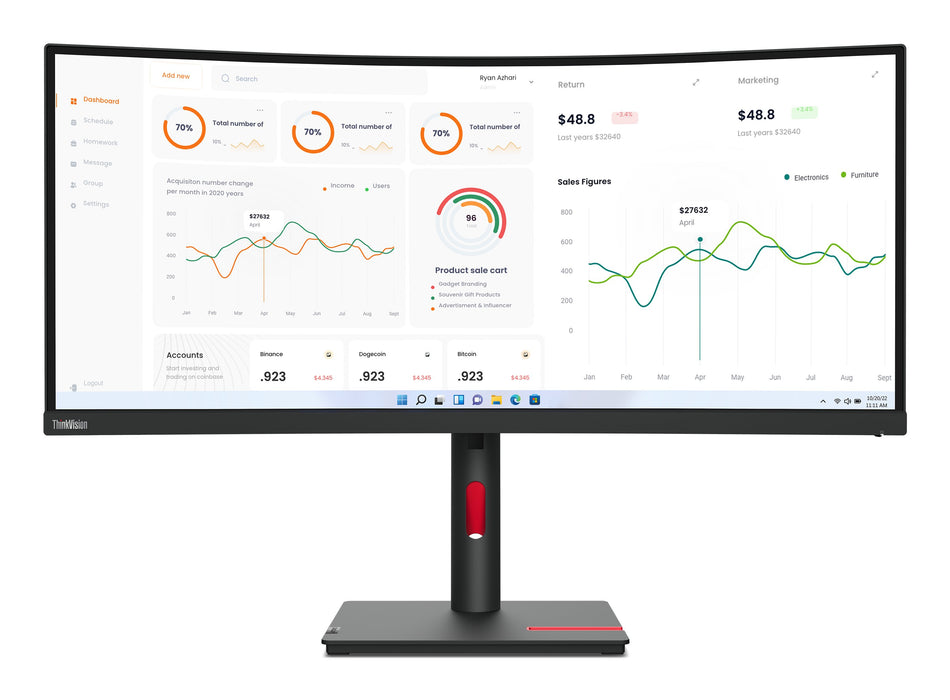 EAN 0196801194922 - Lenovo ThinkVision T34w-30 pantalla para PC 86,4 cm (34") 3440 x 1440 Pixeles Wide Quad HD LED Negro imagen 1
