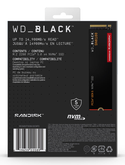 EAN 0619659220891 - SanDisk Black WD_BLACK SN8100 NVMe 4 TB M.2 PCI Express 5.0 TLC 3D NAND imagen 9
