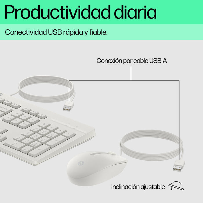 EAN 198701753810 - HP 225 Wired Mouse and Keyboard Combo G2 Cashmere White teclado Ratón incluido Oficina USB Blanco imagen 2