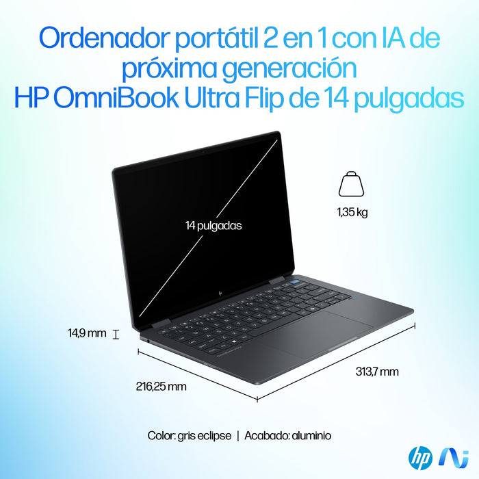EAN 198828974846 - HP OmniBook Ultra Flip 14-fh0006ns Copilot+ PC Intel Core Ultra 7 258V 35,6 cm (14") Pantalla táctil 3K 32 imagen 6