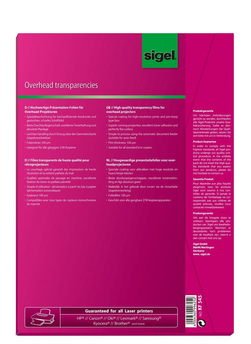 EAN 4004360996252 - Sigel KF545 lámina transparente para impresión A4 (210×297 mm) 100 hojas imagen 2