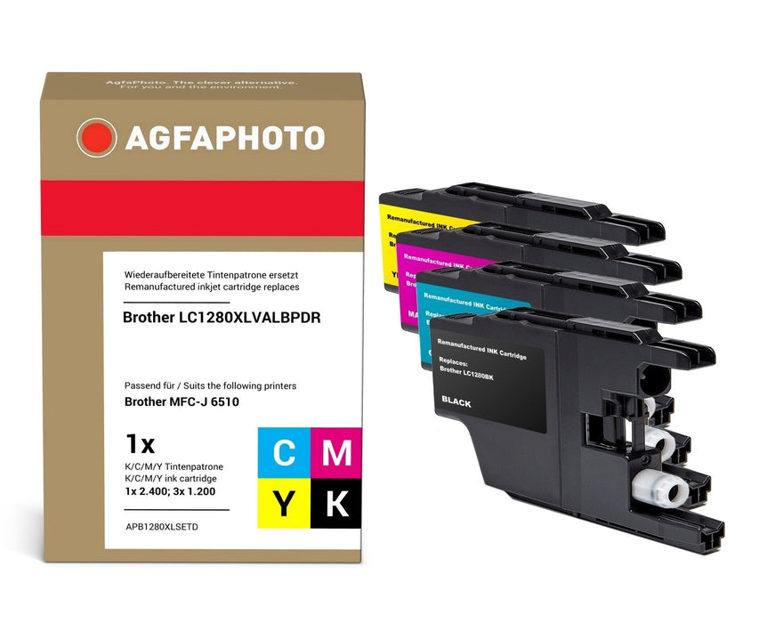 EAN 4250164830821 - AgfaPhoto LC1280XLVALBPDR cartucho de tinta 4 pieza(s) Compatible Alto rendimiento (XL) Negro, Cian, Mage imagen 1