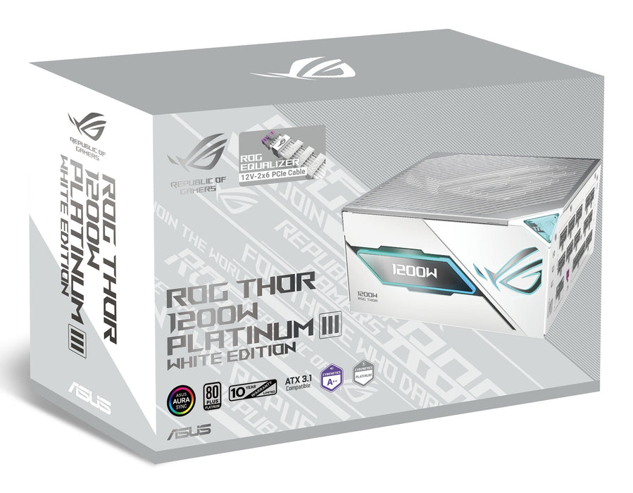 EAN 4711636458016 - ASUS ROG -THOR-1200P3-WHITE-GAMING-E unidad de fuente de alimentación 1200 W 24-pin ATX ATX Blanco imagen 10