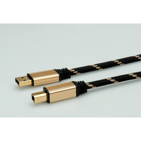 EAN 7611990194520 - ROLINE 11.02.8803 cable USB USB 2.0 3 m USB A USB B Negro, Oro imagen 2