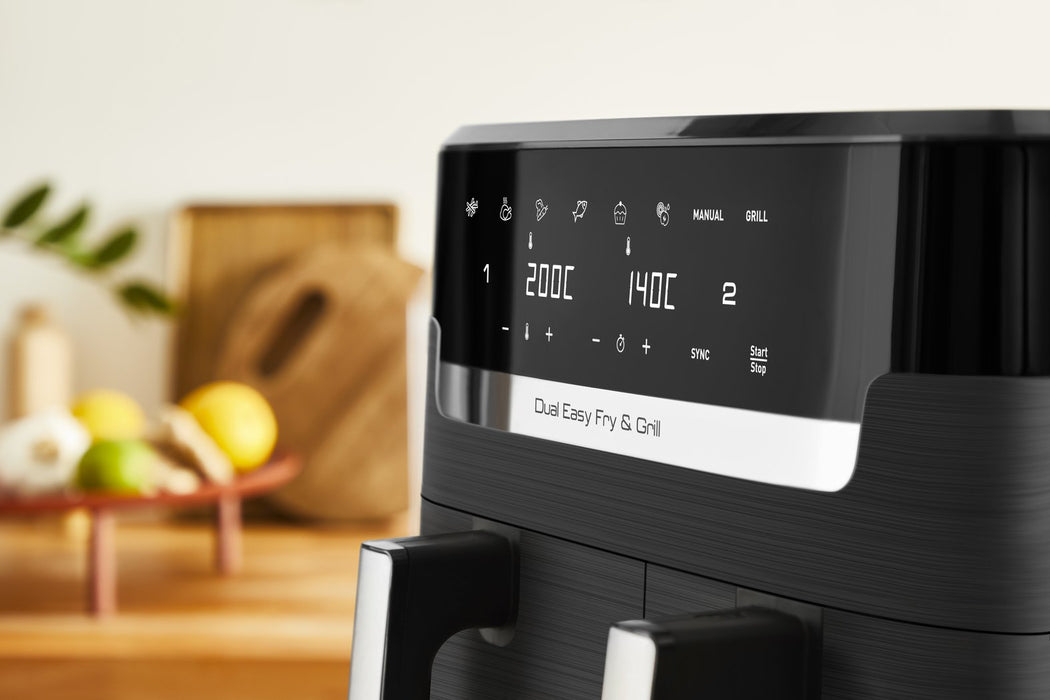 EAN 3045380024243 - Tefal Dual Easy Fry & Grill EY905B Doble 8,3 L Independiente 2700 W Freidora de aire caliente Gris imagen 10