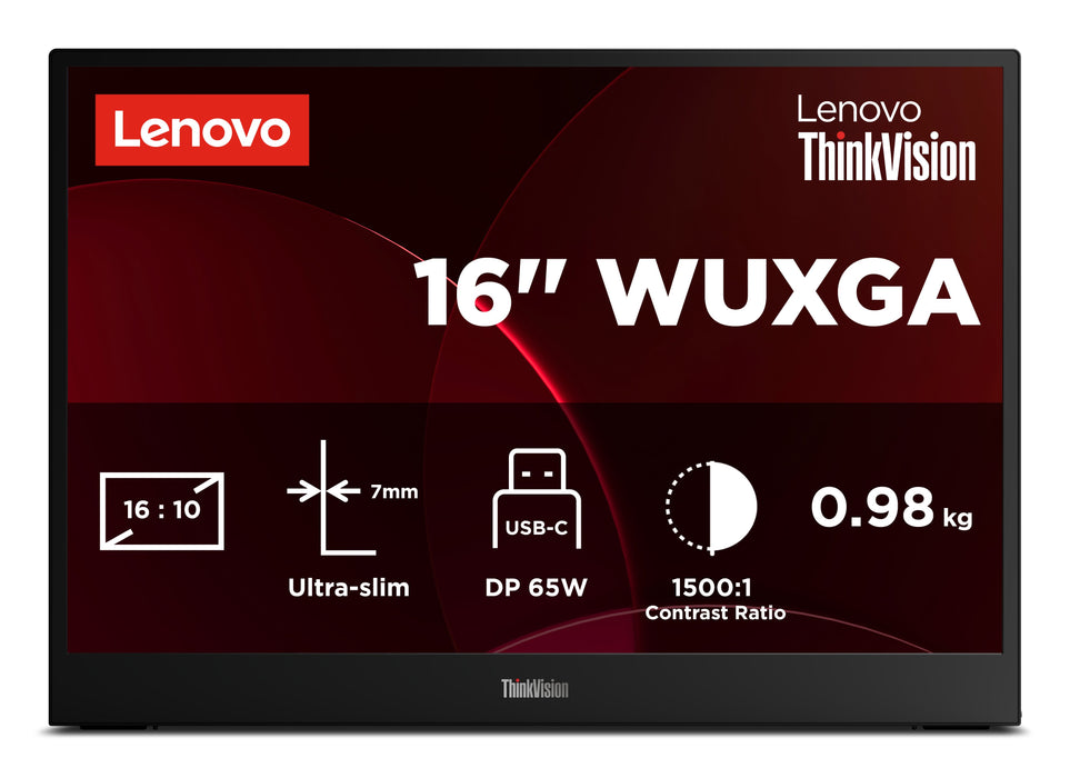 EAN 199273686575 - Lenovo ThinkVision M16 pantalla para PC 40,6 cm (16") 1920 x 1200 Pixeles WUXGA LCD Negro imagen 13