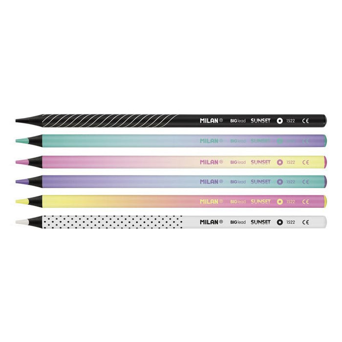 EAN 8411574086369 - Milan 071522206 lápiz de color Negro, Verde, Lila, Rosa, Blanco, Amarillo 6 pieza(s) imagen 2