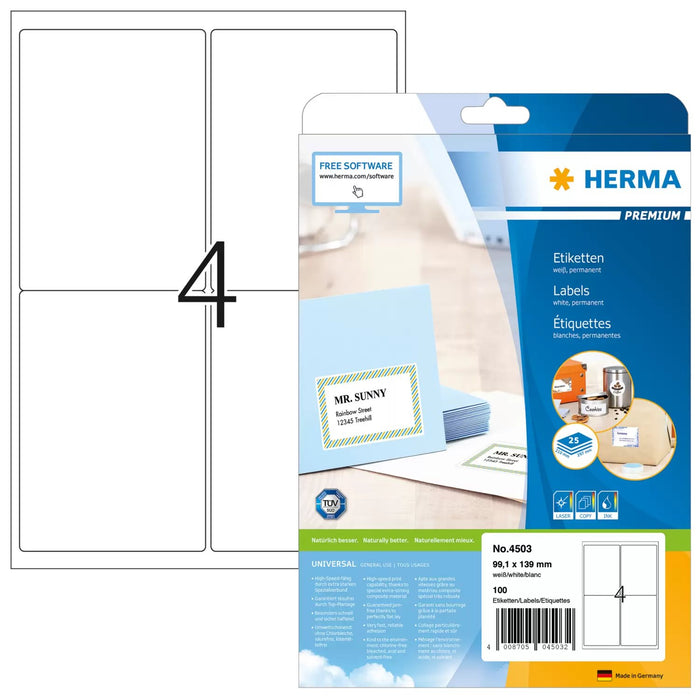 EAN 4008705045032 - HERMA 4503 etiqueta para dirección Blanco imagen 1
