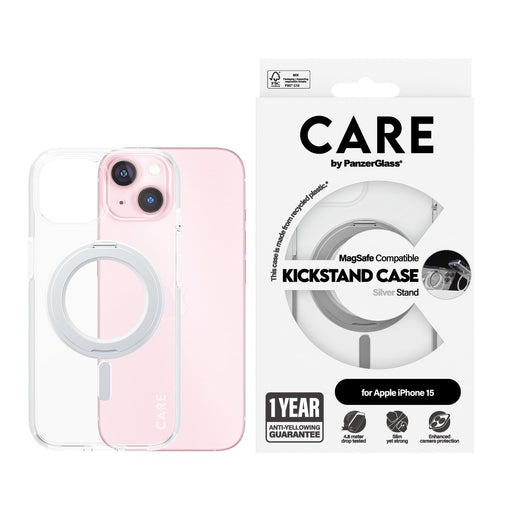 EAN 5715685005480 - PanzerGlass CARE™ by ® Case Transparent w. Silver Kickstand & MagSafe iPhone 15 funda para teléfono móvil imagen 2
