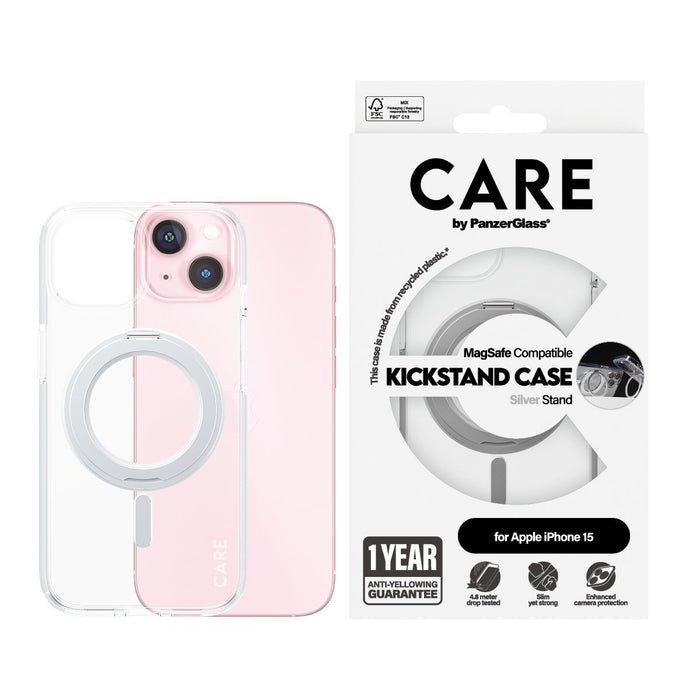 EAN 5715685005480 - PanzerGlass CARE™ by ® Case Transparent w. Silver Kickstand & MagSafe iPhone 15 funda para teléfono móvil imagen 2