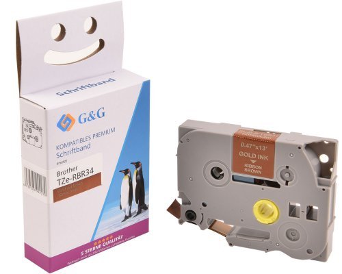 EAN 6941881283264 - G&G 18775 cinta para impresora de etiquetas Oro sobre marrón TZe imagen 1
