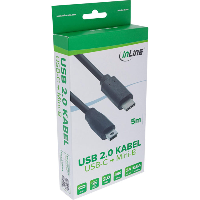 EAN 4043718249978 - InLine 35755 cable USB USB 2.0 5 m USB C Mini-USB B 0,48 Gbit/s Negro imagen 2
