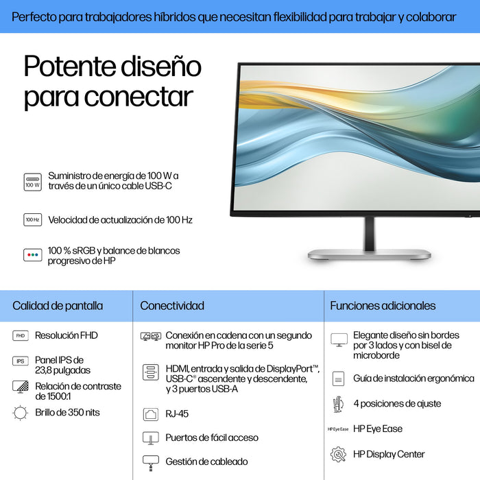 EAN 5715063749364 - HP Series 5 Pro 524pu pantalla para PC 60,5 cm (23.8") 1920 x 1080 Pixeles Full HD LCD Negro imagen 2