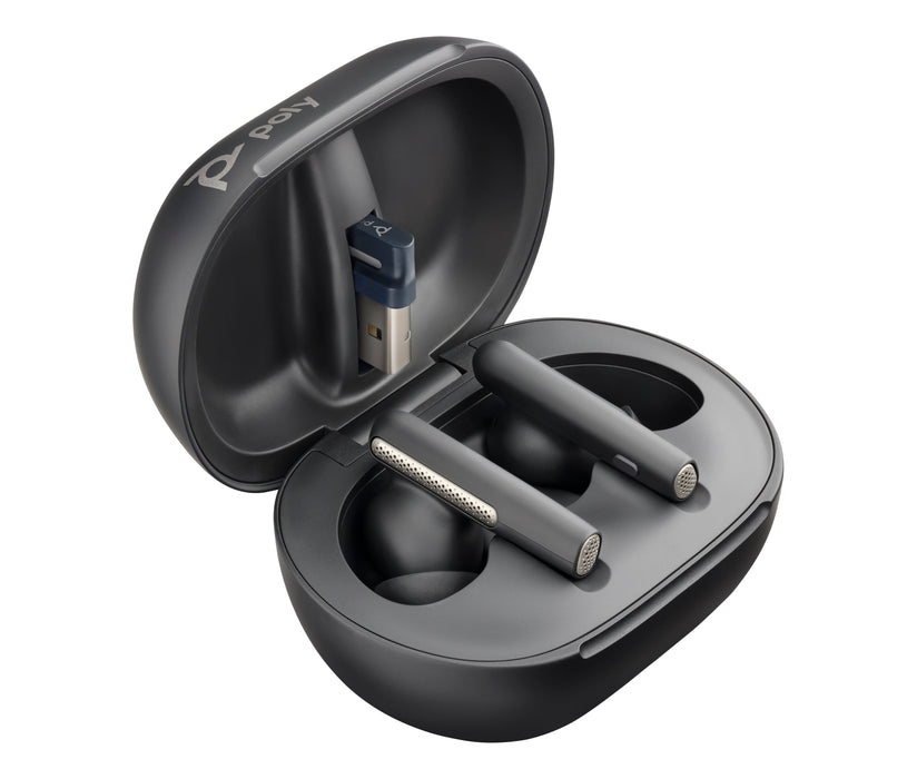 EAN 0197497053845 - HP Poly Voyager Free 60+ UC Carbon Black Earbuds +BT700 USB-A Adapter +Touchscreen Charge Case Auriculare imagen 2